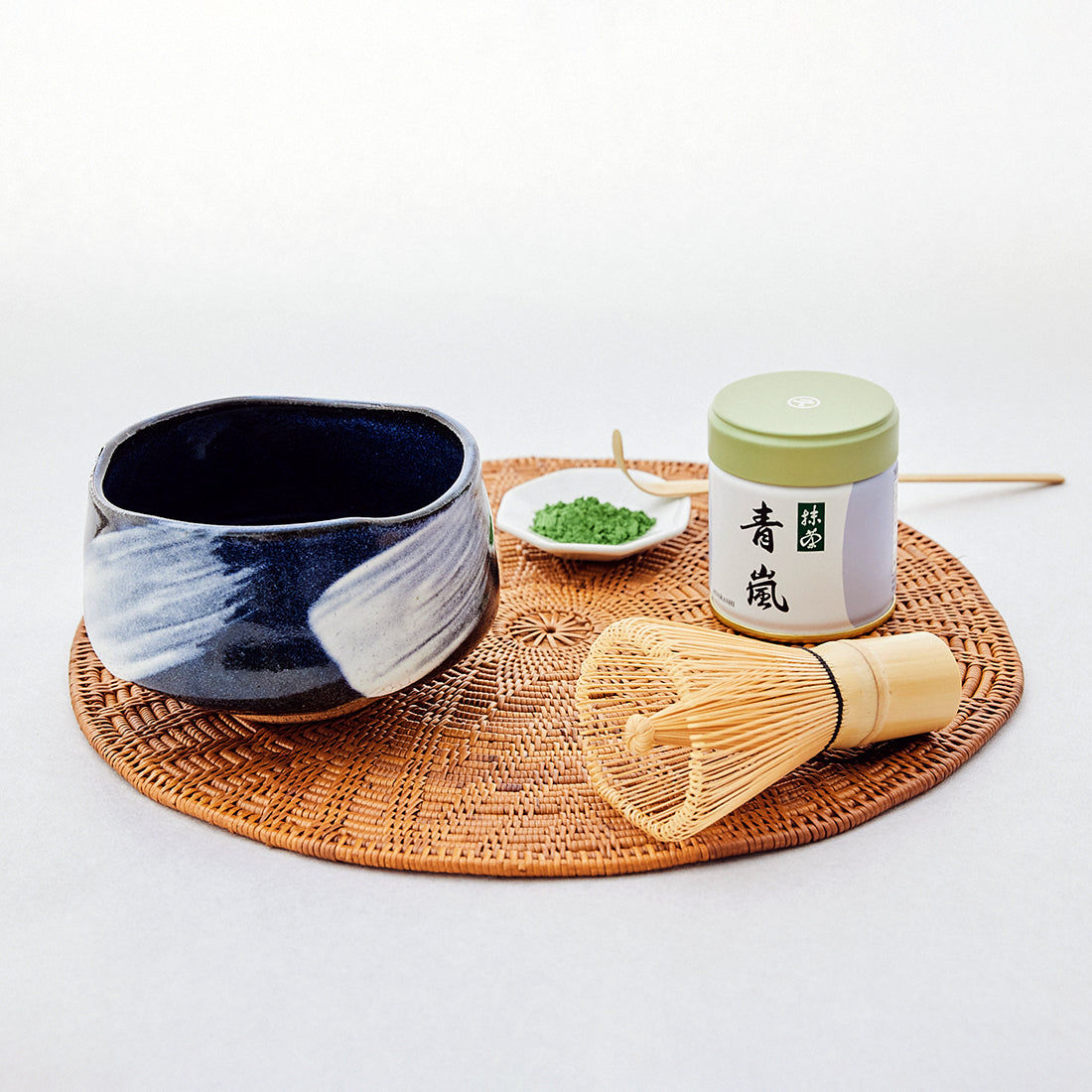 抹茶京 抹茶スターターセット(美濃焼 青釉白刷毛)