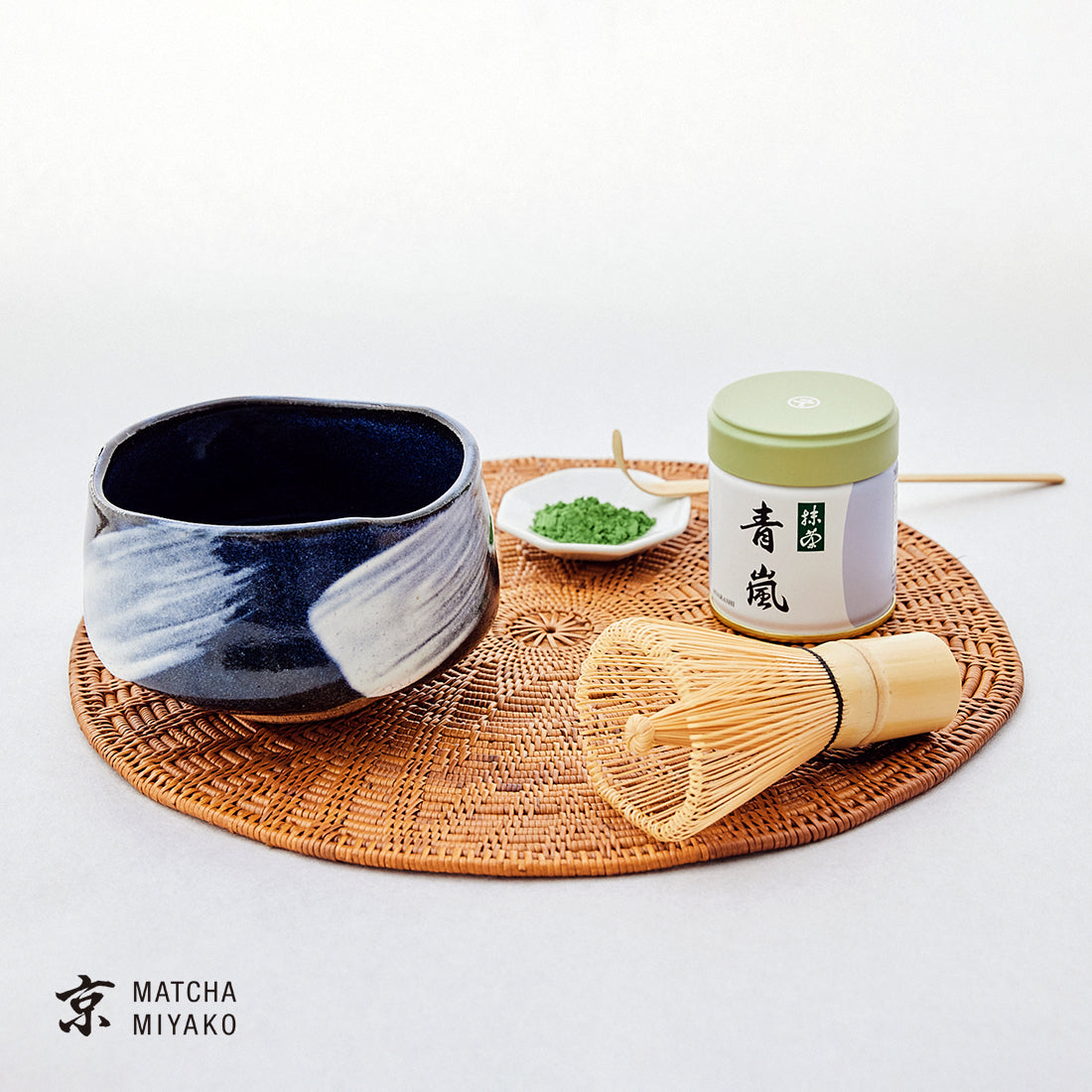 抹茶スターターセット（美濃焼 青釉白刷毛）