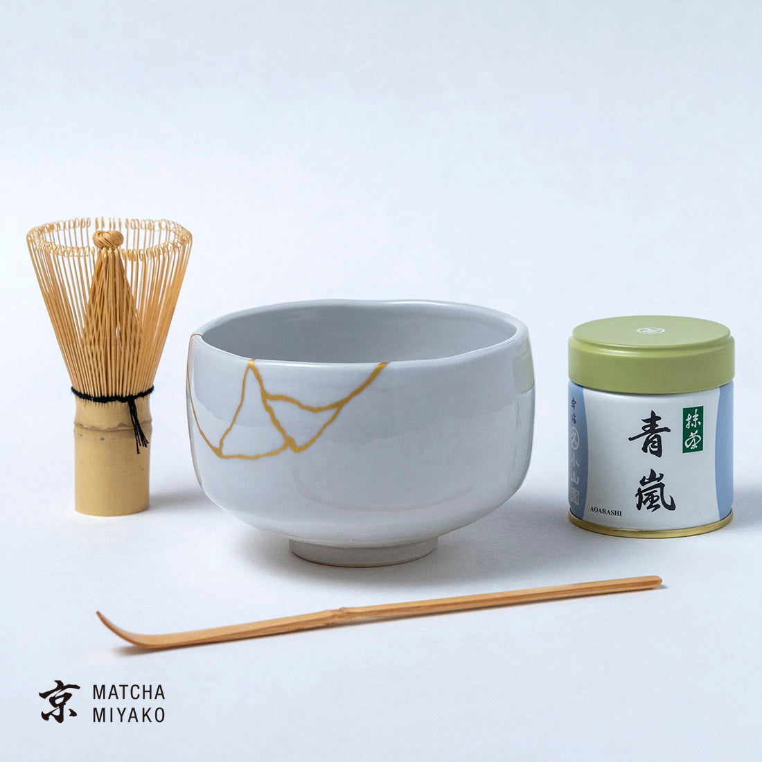 抹茶スターターセット（白天目 金継風） – 抹茶 京