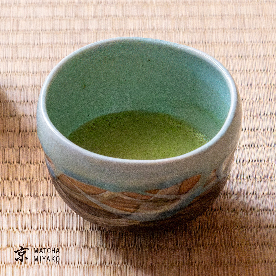 抹茶碗 青釉薬流し（美濃焼） – 抹茶 京